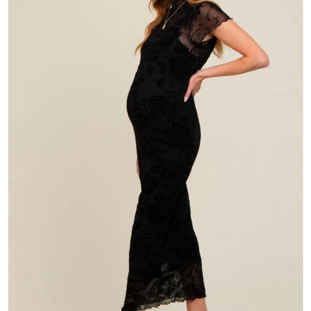 Pinkblush Black Lace Midi Maternity Dress